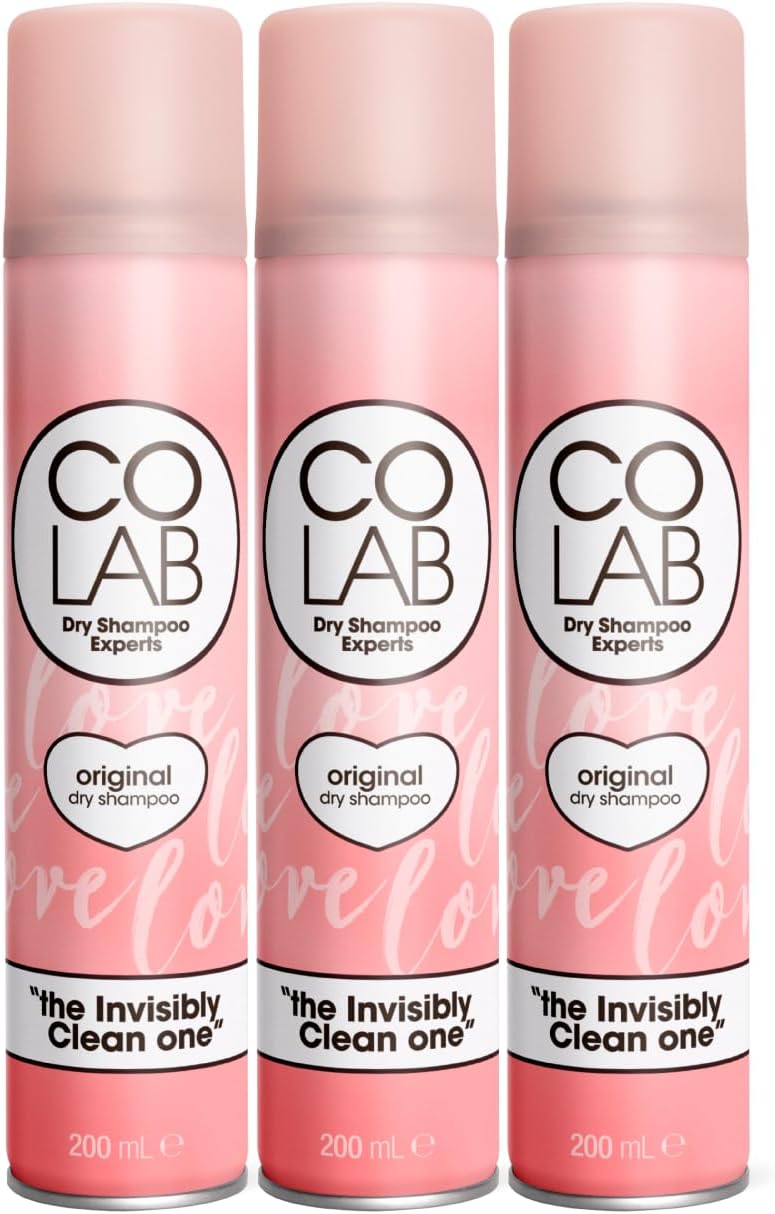 COLAB – Dry Shampoo, Original, 200ml, Pack of 3 - No White Residue, No Fuss, All Hair Types, Fresh Scent