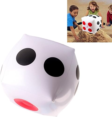 Miniatura 3 de Dados inflables gigantes de PVC de 15 pulgadas, dados gigantes gigantes de PVC, dados gigantes blancos y negros, juguete inflable grande para