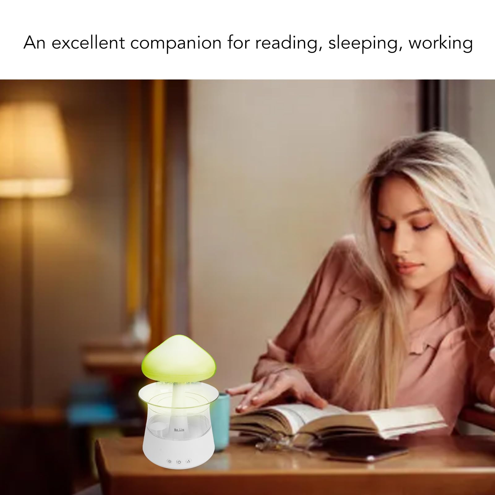 Umidificatore Rain Diffusore Silenzioso di Luce a 7 Colori per un Sonno Rilassante Home Office Materiale ABS 300 Ml (Bianca)