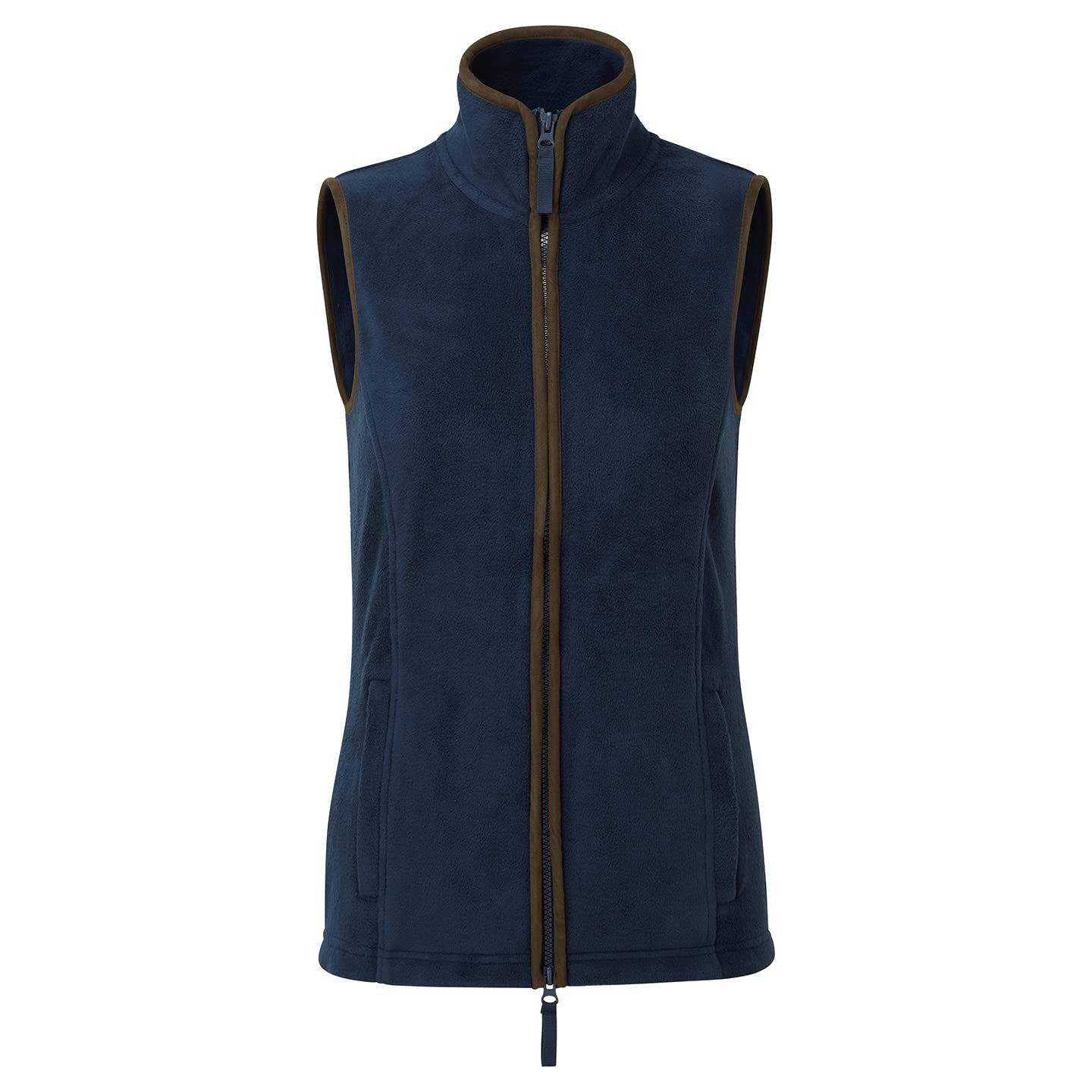 Premier Womens/Ladies Artisan Fleece Gilet (XL) (Navy/Brown)