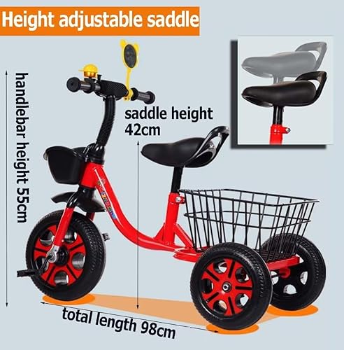 Miniatura 6 de Triciclos para niños pequeños de 3 a 5 años, triciclos para exteriores con cesta de plástico trasera grande, conducción independiente pequeña de 3