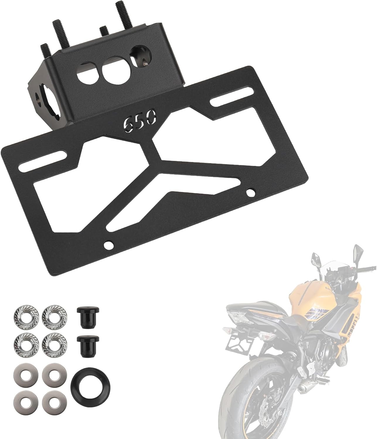 Ninja 650 Fender Eliminator Kit, License Plate Bracket Holder Motorcycle Fender Eliminator Compatible with Kawasaki 2017-2025 Ninja 650 Z650 EX650 Tail Tidy Accessories