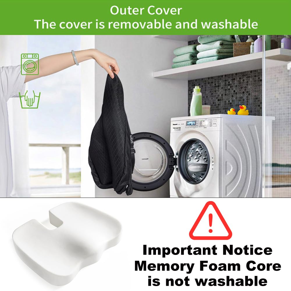 Mousse à Mémoire de Forme Coussin Siege Voiture Coussin de Siège de Voiture Conducteur Rehausseur Adulte Ergonomique Orthopédique Sciatique pour Auto D'assise Chaise de Bureau Fauteuil