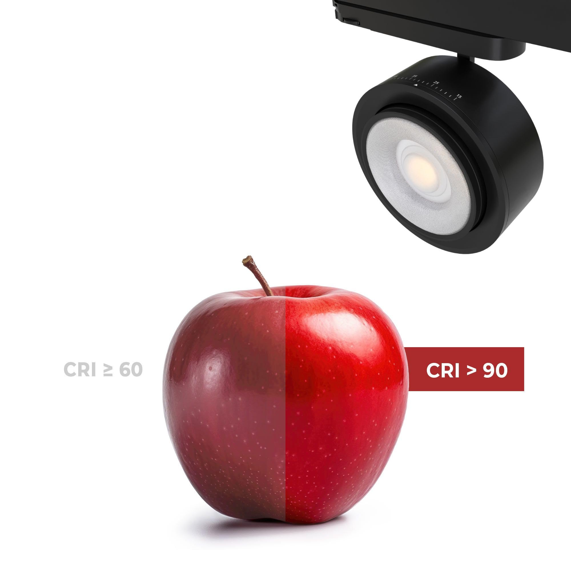 Faretto LED circolare a binario trifase 35W - ZOOM 15º- 45º - 4000K - CRI 90