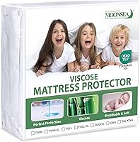 Moonsea Waterproof Twin Mattress Protector - Breathable Viscose Jersey Cover, Skin-Friendly, Noiseless, 14" Deep Pocket for Kids & Adults