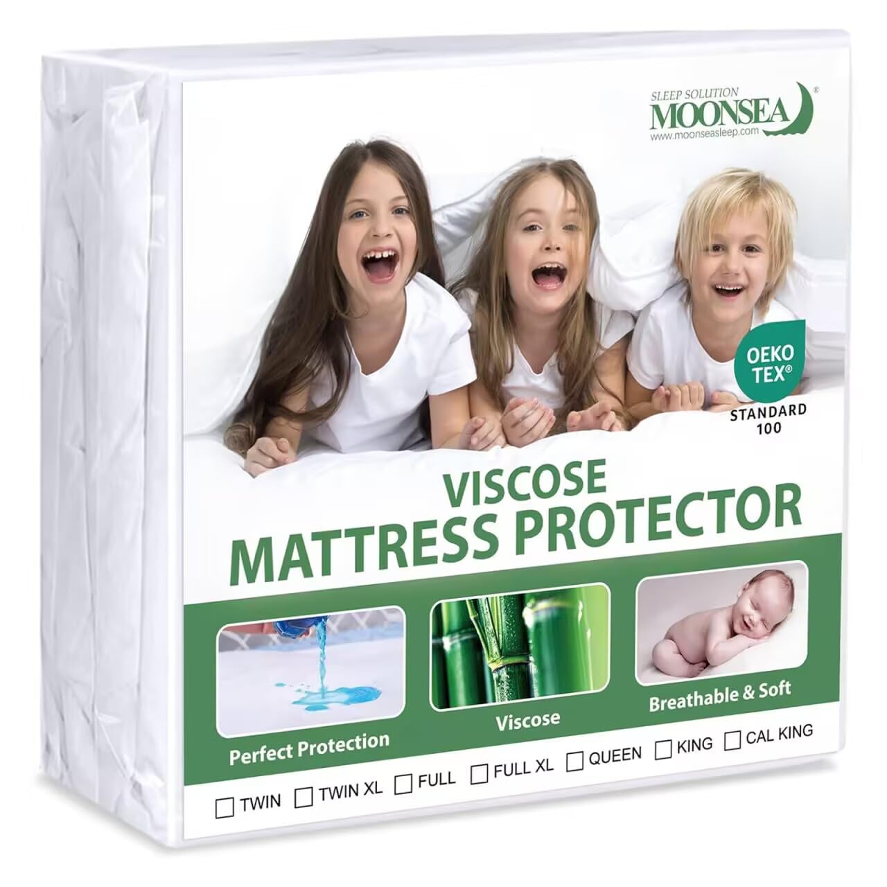 Waterproof Mattress Protector Twin Size, Skin Friendly and Breathable Twin Mattress Cover for Kids, Viscose Jersey Mattress Pad with 14" Deep Pocket