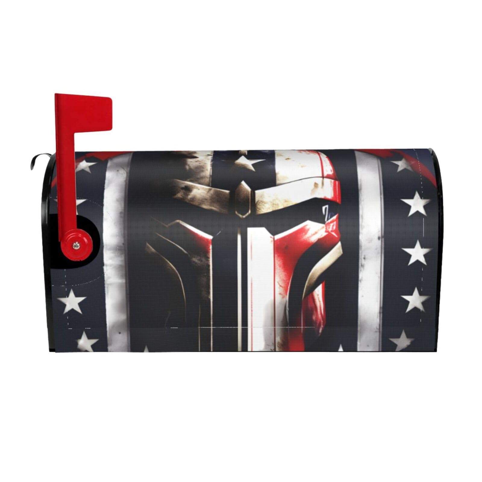 Usa Flag American Spartan Print Mailbox Cover Wraps Post Letter Box Cover Decor For Outside Garden Yard Farmhouse Home