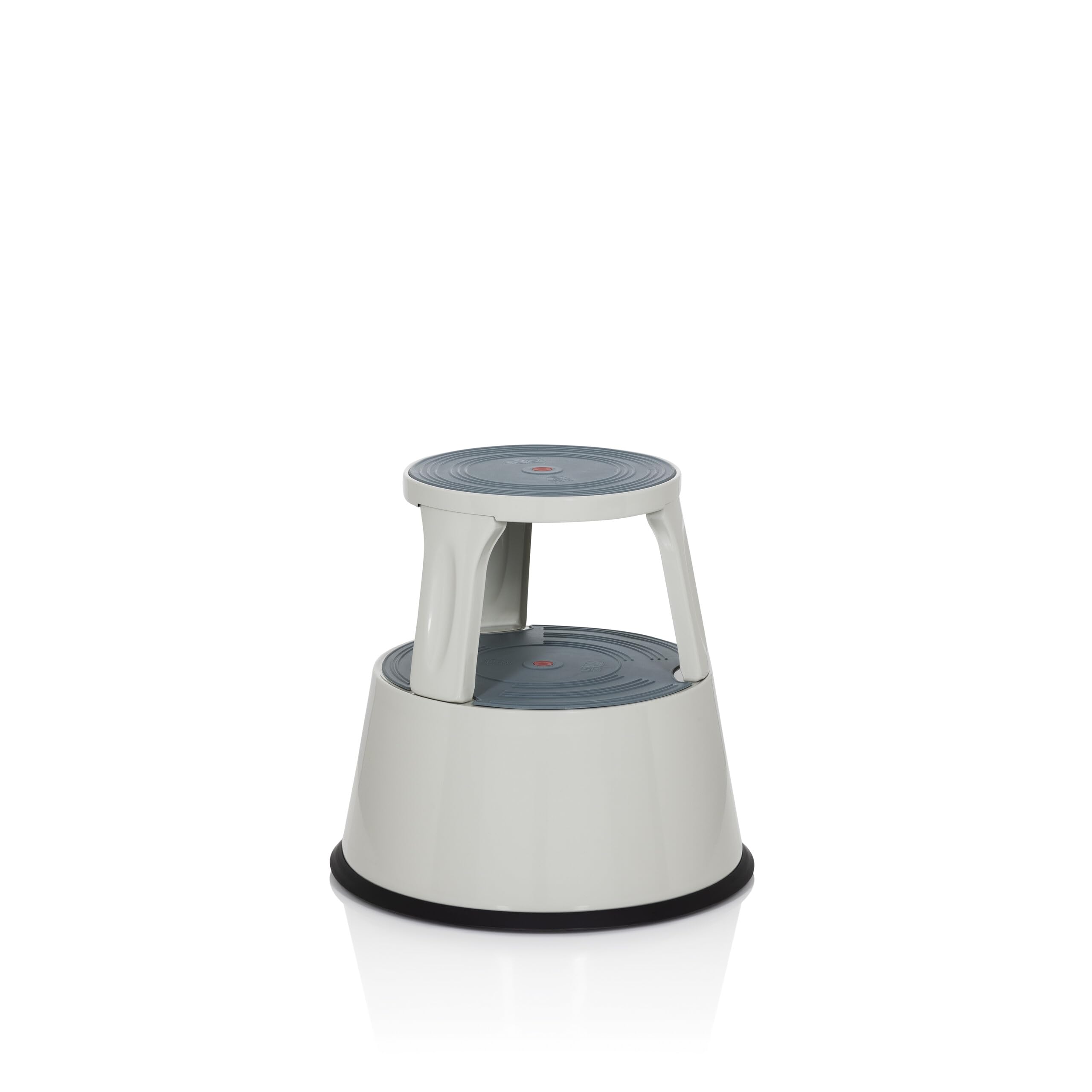 hjh OFFICE 830008 Taburete con Ruedas TIO-M II Metal Gris Claro, Altura 43 cm, soporta hasta 150 kg, Taburete rodante con 2 peldaños