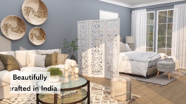 Amazon.com - Deco 79 Wooden Floral Handmade Foldable Partition 3