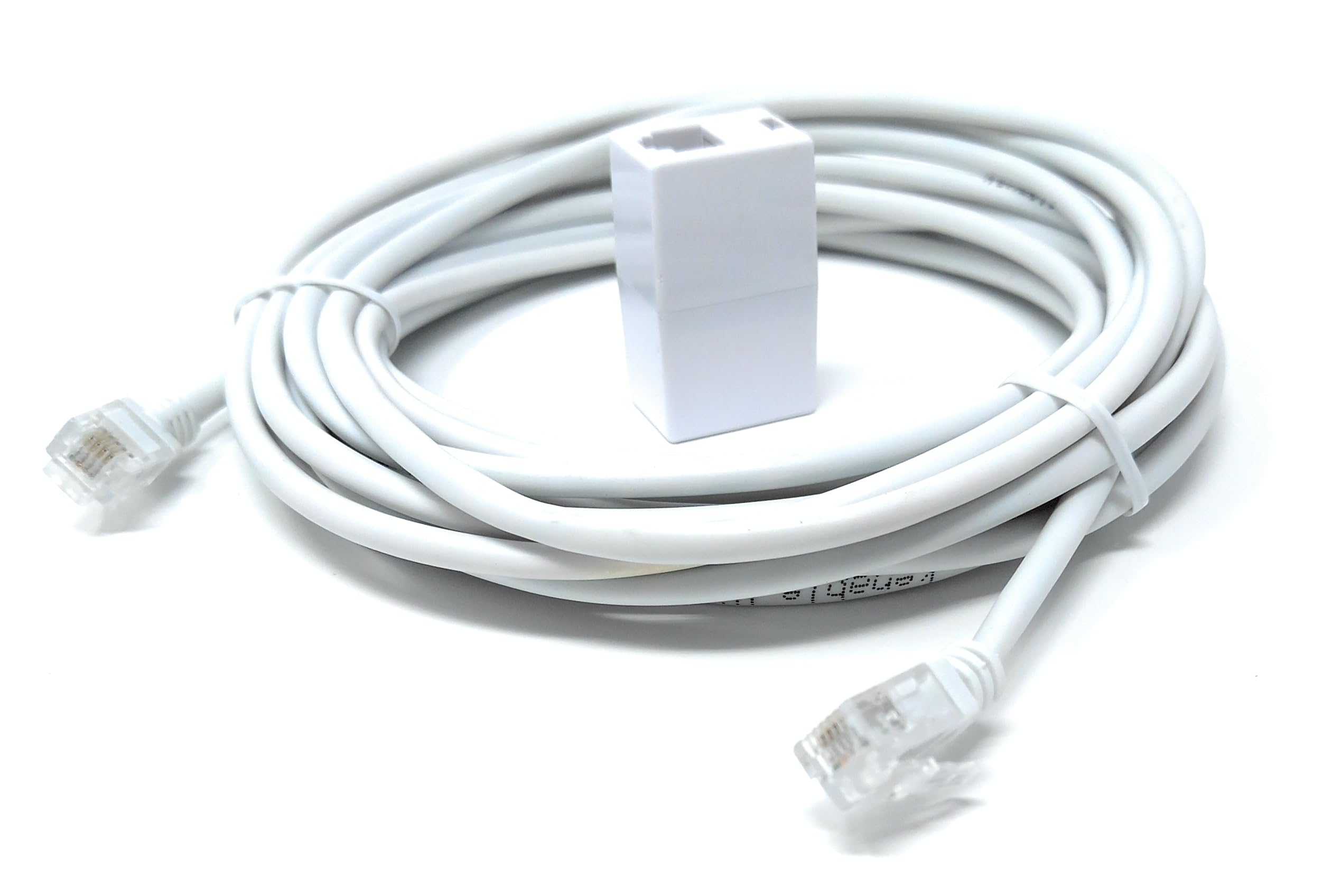 DRUT 5m RJ11 to RJ11 ADSL 2+ Male to Male Cable with Female Coupler, BT Telephone, Broadband, Modem Extension Lead - Image 3
