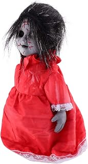 jojofuny Electronic Toys Halloween Haunted Doll with Sound, Voice Control Doll Light Up Doll Halloween Glowing Props for Horror Theme Party Bar, Motion Activated Holiday Prop (Black+ Red) Glow Toys