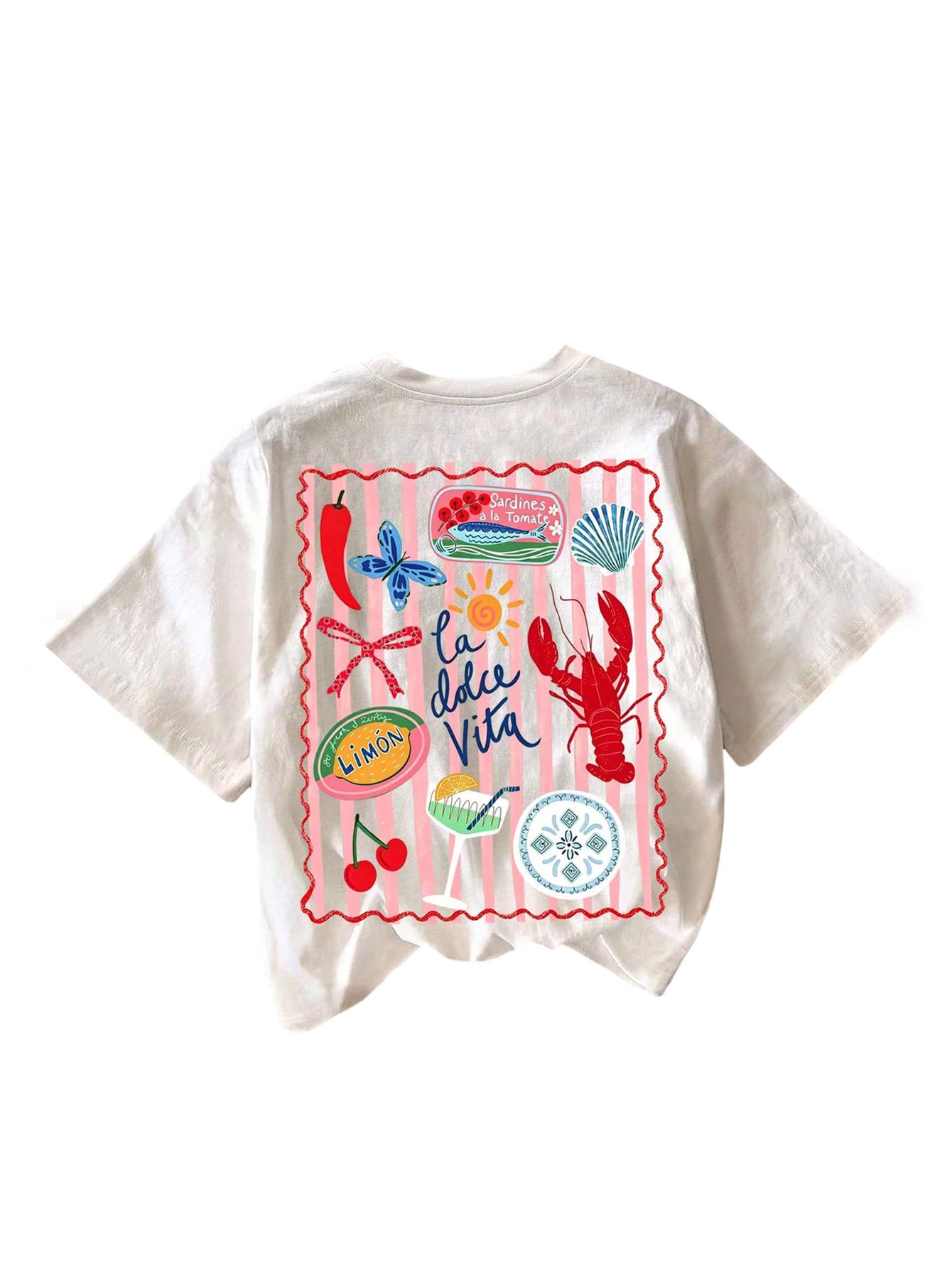 RoseSeek Women's Graphic Letter Tee Crew Neck Trendy Summer Vintage T Shirt