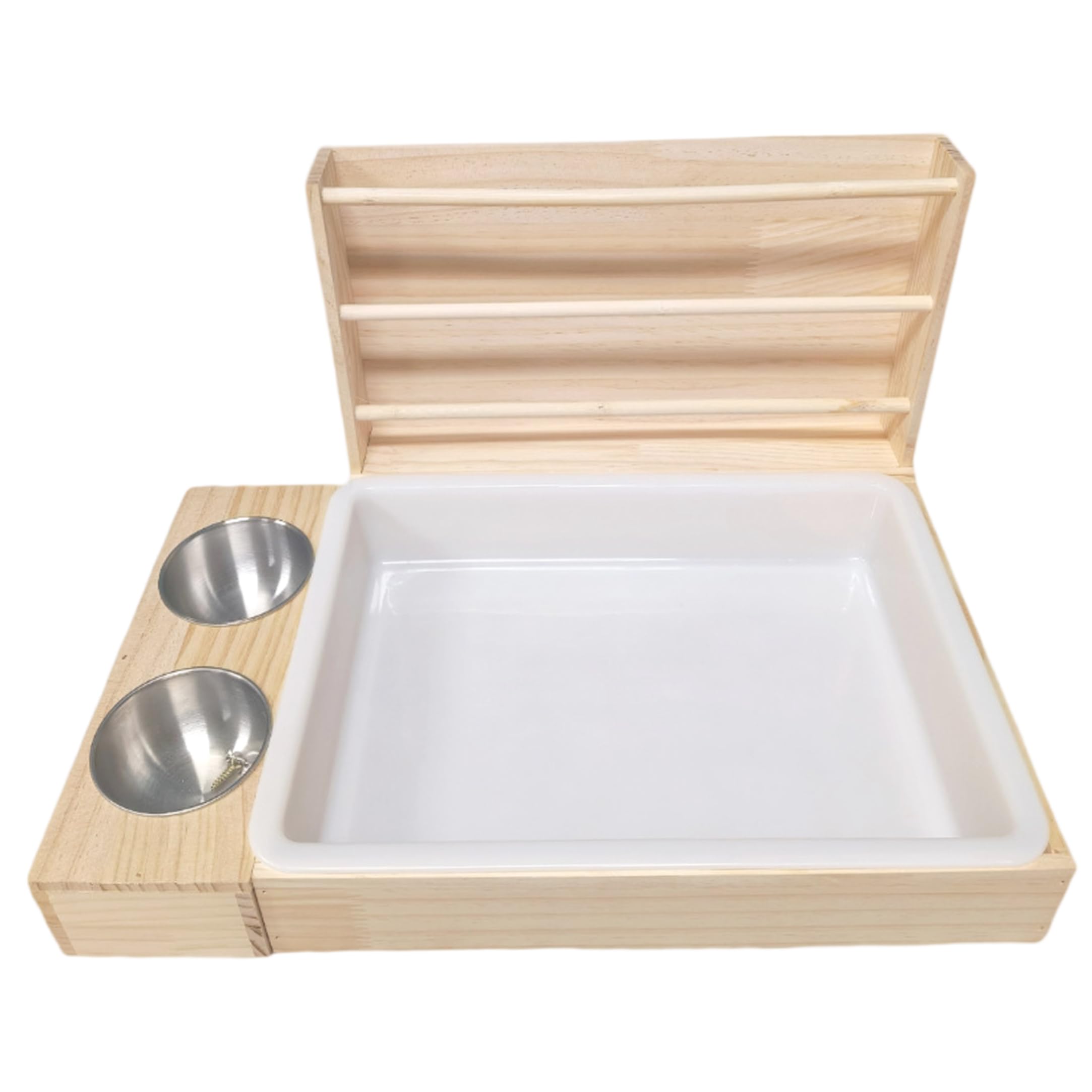 Hasen-Heu-Futterstation, Kaninchen-Heu-Futterstation mit Katzentoilette – Futternapf für Meerschweinchen aus Holz und Lebensraum für kleine Haustiere (Hasen, Wachteln, Hamster).