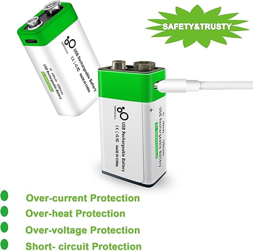 Miniatura 4 de Paquete de 4 baterías de 9 V, batería de 9 voltios para alarmas de humo, batería de 9 V para detector de humo, baterías cuadradas de litio