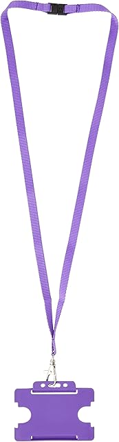 Customcard Neck Lanyard Metal Clip and ID Card Badge Holder - Purple, Purple x 1