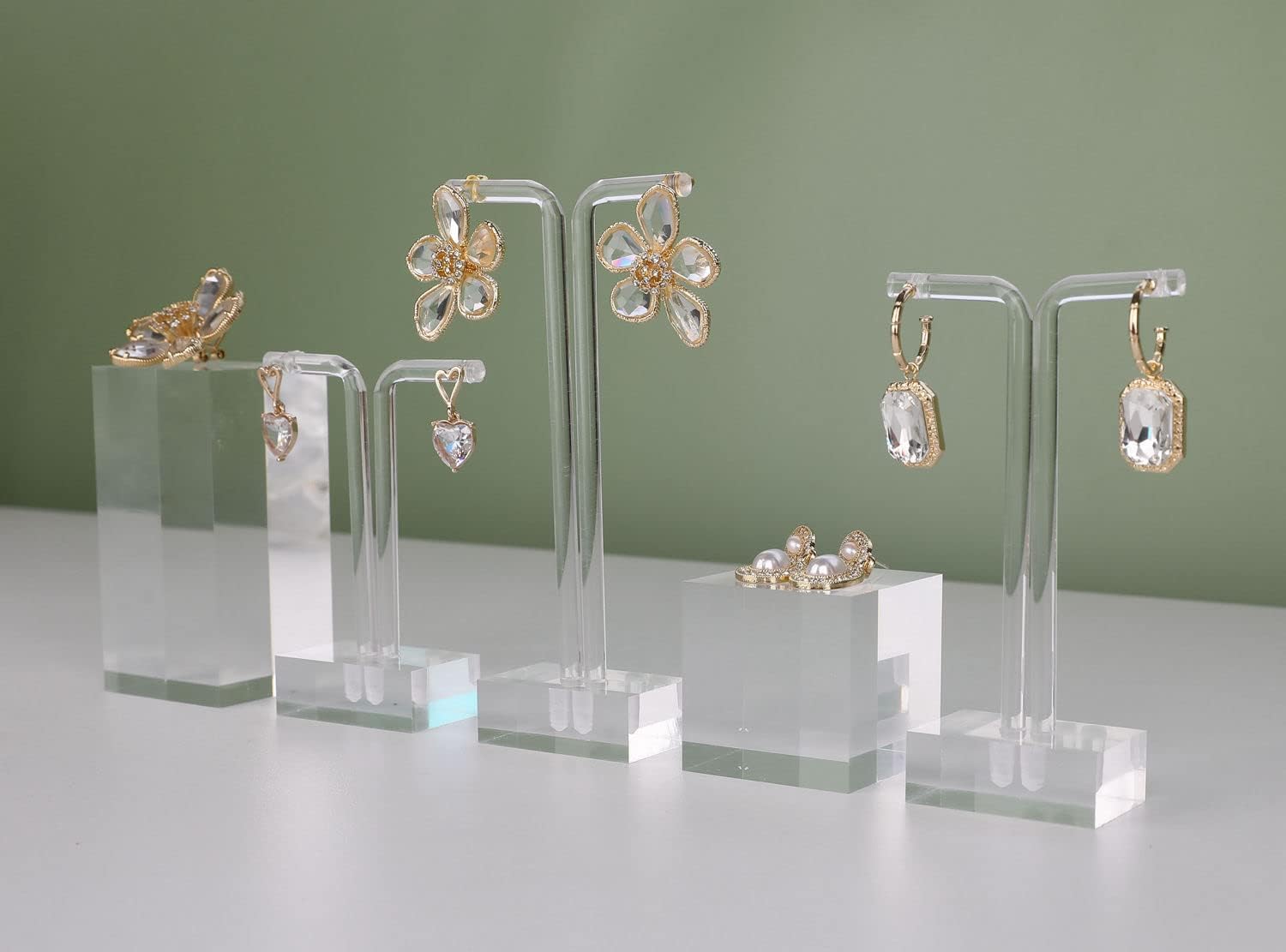 KASTWAVE 3pcs acrylic t bar earring display stand for show, retail hanging earring holder for online business, transparent jewelry Photography Props (Acrylic Earring T Stand)