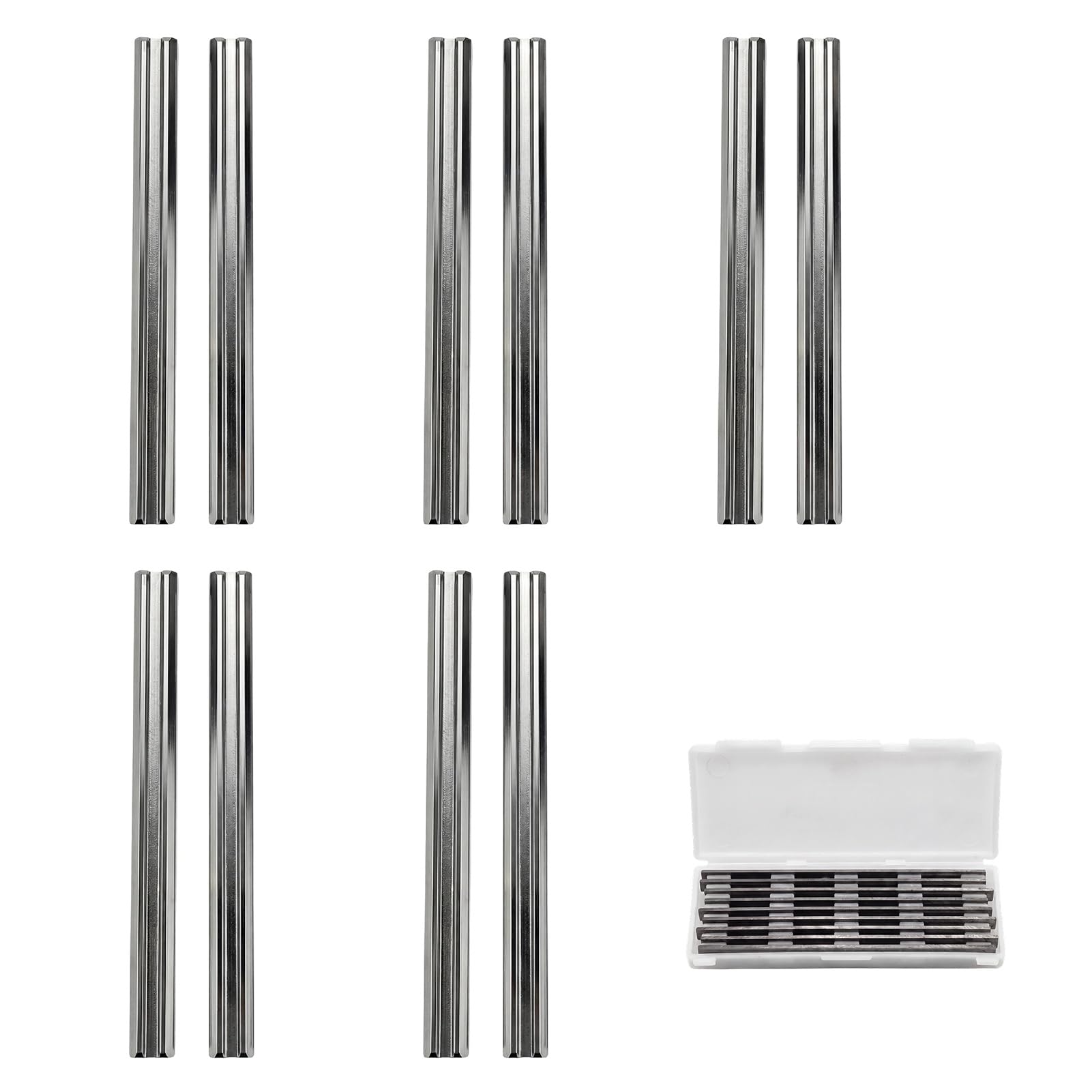 82mm Electric Planer Blades, 10Pcs Reversible Electric Planer Blades HSS Double Edge, Planer Blade for Woodworking, Compatible with Makita Bosch DeWalt Ryobi with Storage Case