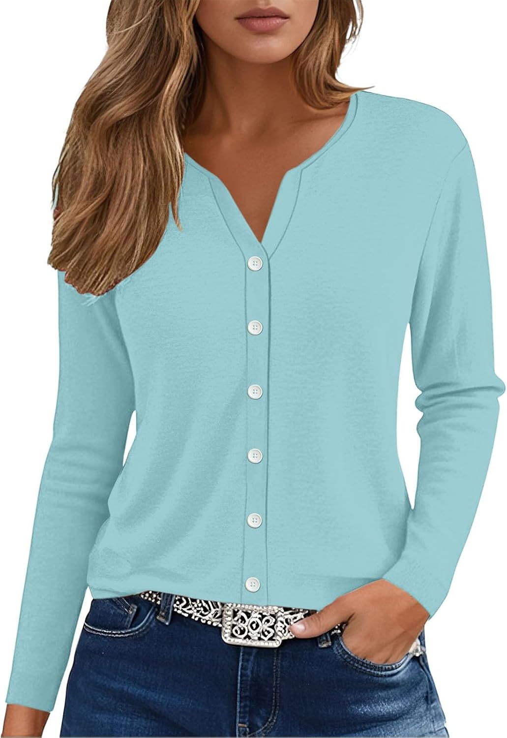 Womens Tops V Neck Print Shirts Casual Button Down Long Sleeve Oversized Baseball Shirts