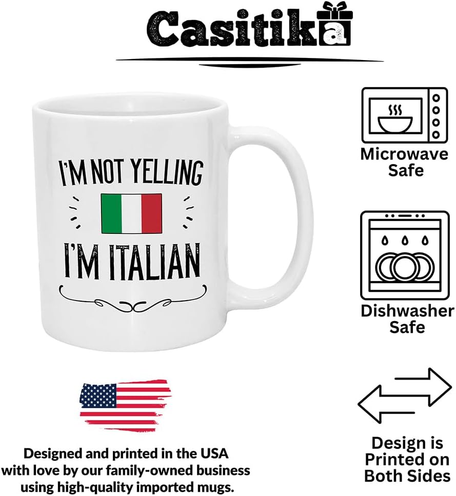 Casitika Italian Pride Coffee Mug, 11 oz White
