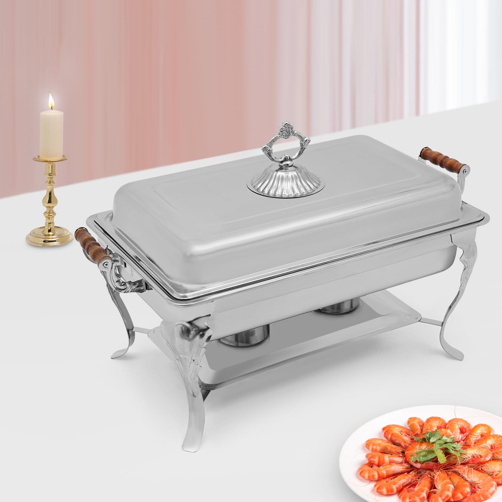 Chafing Dish, set da buffet in acciaio inox, 9 l, per 1-5 persone, per campeggio, picnic, hotel, ristorante, con coperchio e 2 taniche per carburante