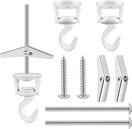 Hotop 4 juegos de ganchos de techo para plantas colgantes, gancho de techo giratorio con perno de tornillo, ganchos de resorte chapados en zinc para