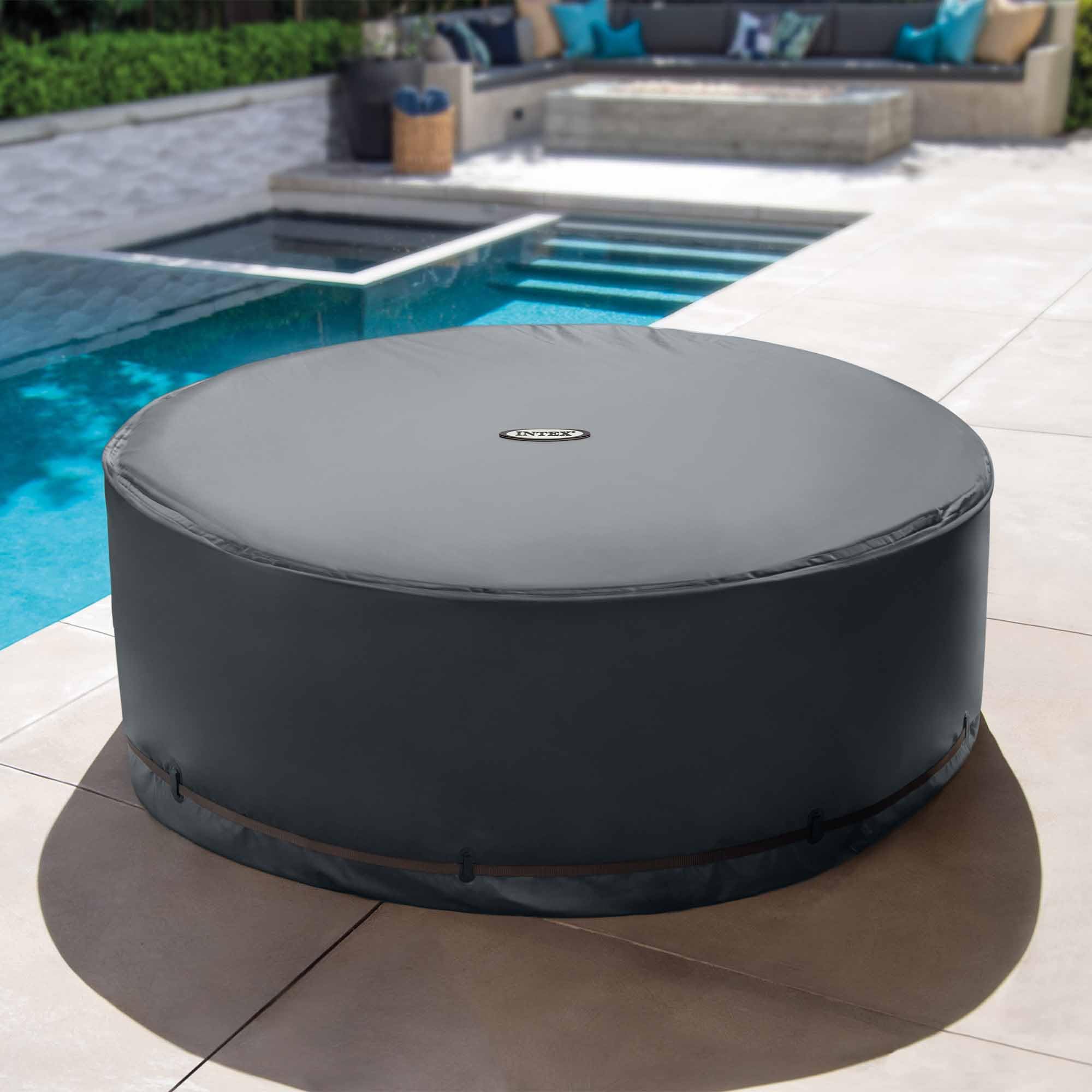 Intex 28532 – Telo Termico Copertura Solare per PureSpa Rotonda, 6 posti, ad Efficienza Energetica, Nero, ⌀ 216 cm