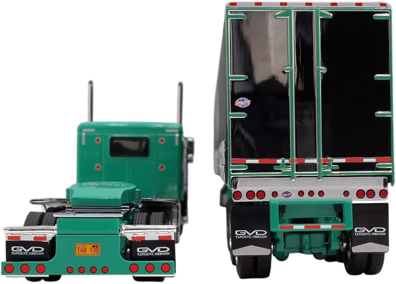 First Gear DCP 1/64 Peterbilt 379 Flat Top Sleeper Semi Truck Utility Tautliner Quad Axle Curtain-Side Trailer Van Dyke Trucking 60-2157