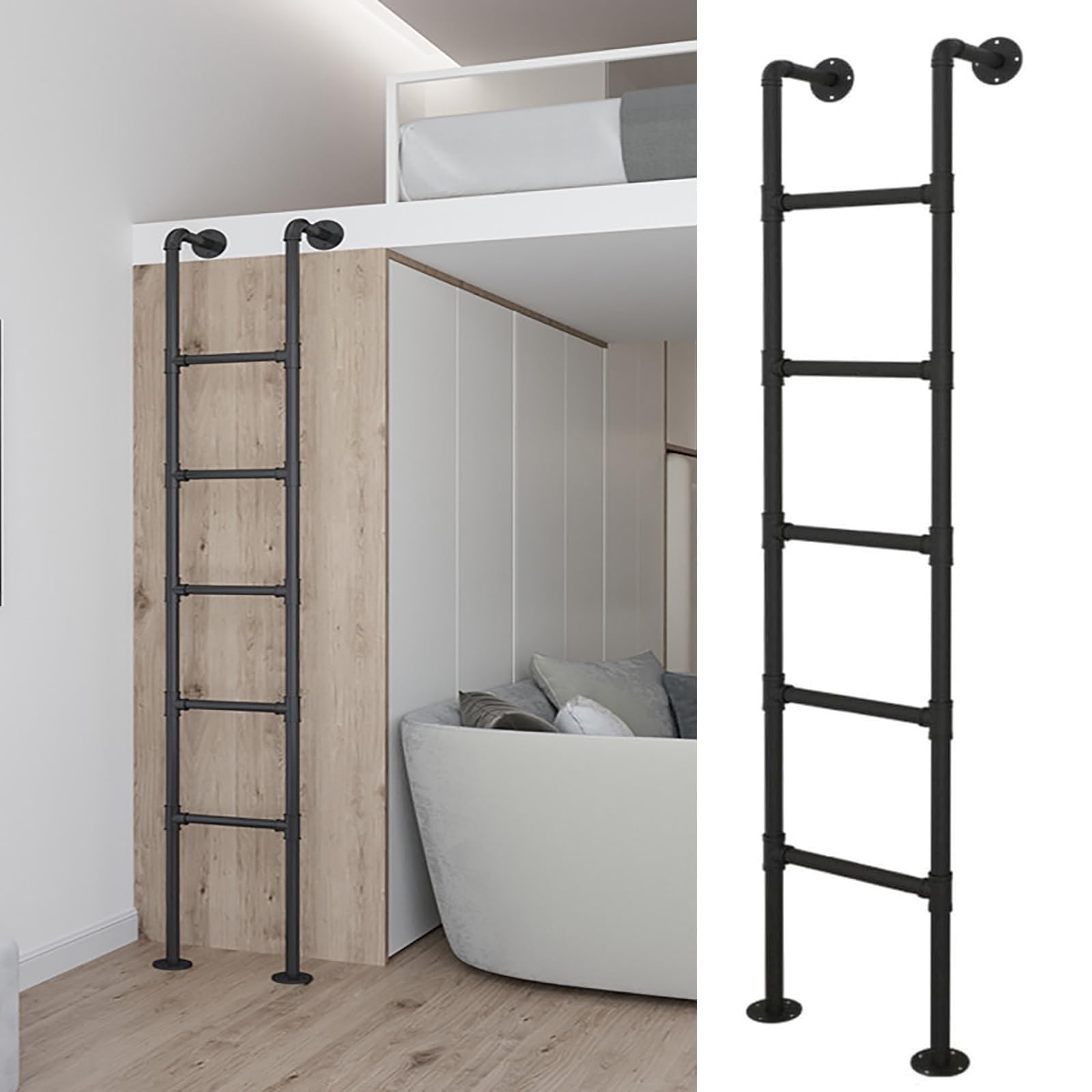 Échelle de lit superposé en fer industriel robuste pour loft chic