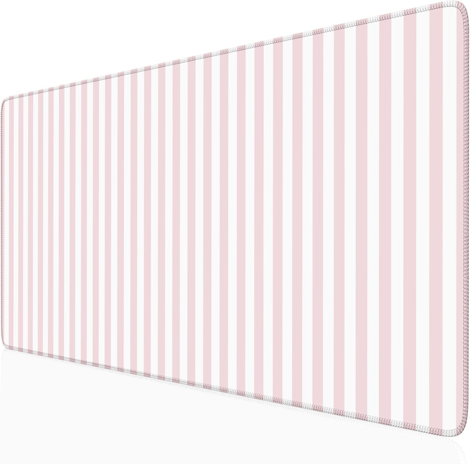 Photo 1 of ohisxiacy Striped Desk Mat - Large Pastel Mouse Pad (Pink)