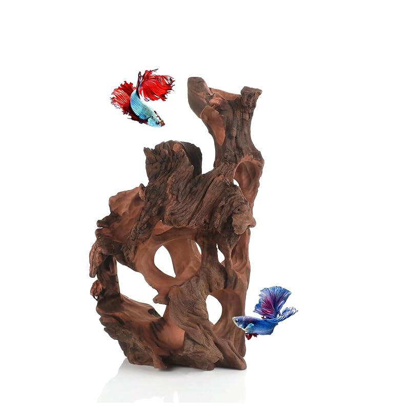Esconderijo de madeira natural para aquário com múltiplas cavidades redfeiyang 25,9 cm