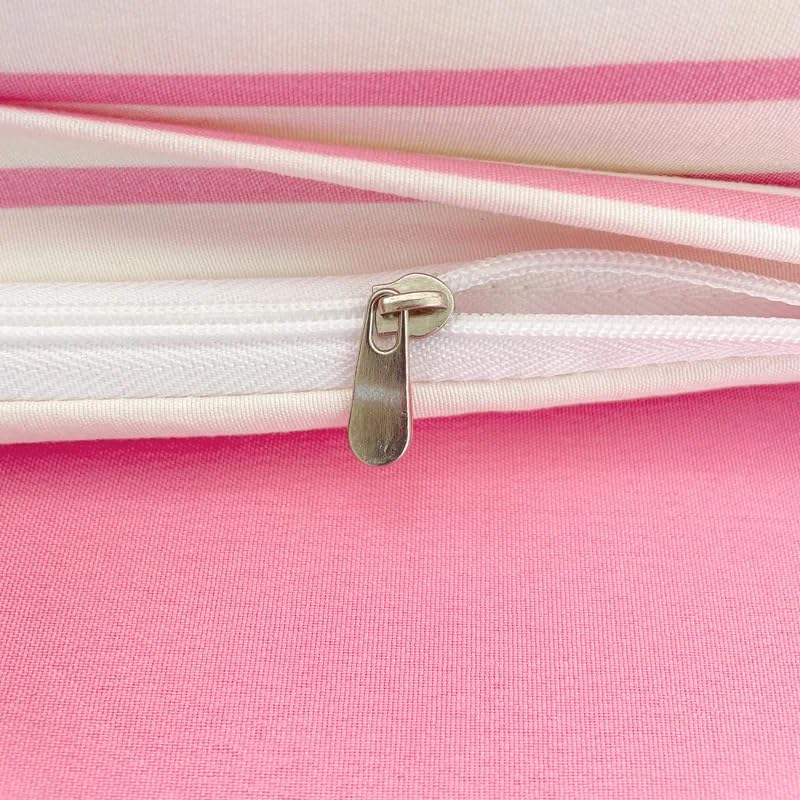 Parure de lit 240x220 en microfibre rose à rayures réversible