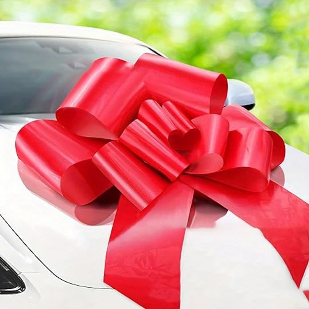 Lazo grande para coche, lazo gigante, para boda, coche, lazo grande, para coche, Navidad, boda, fiesta, decoración, rojo, 100 cm