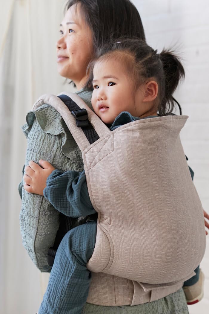 Tula Toddler Linen Baby Carrier for Toddlers, Ergonomic Toddler Carrier Belly Carrier Back Carrier, Sand - Image 4