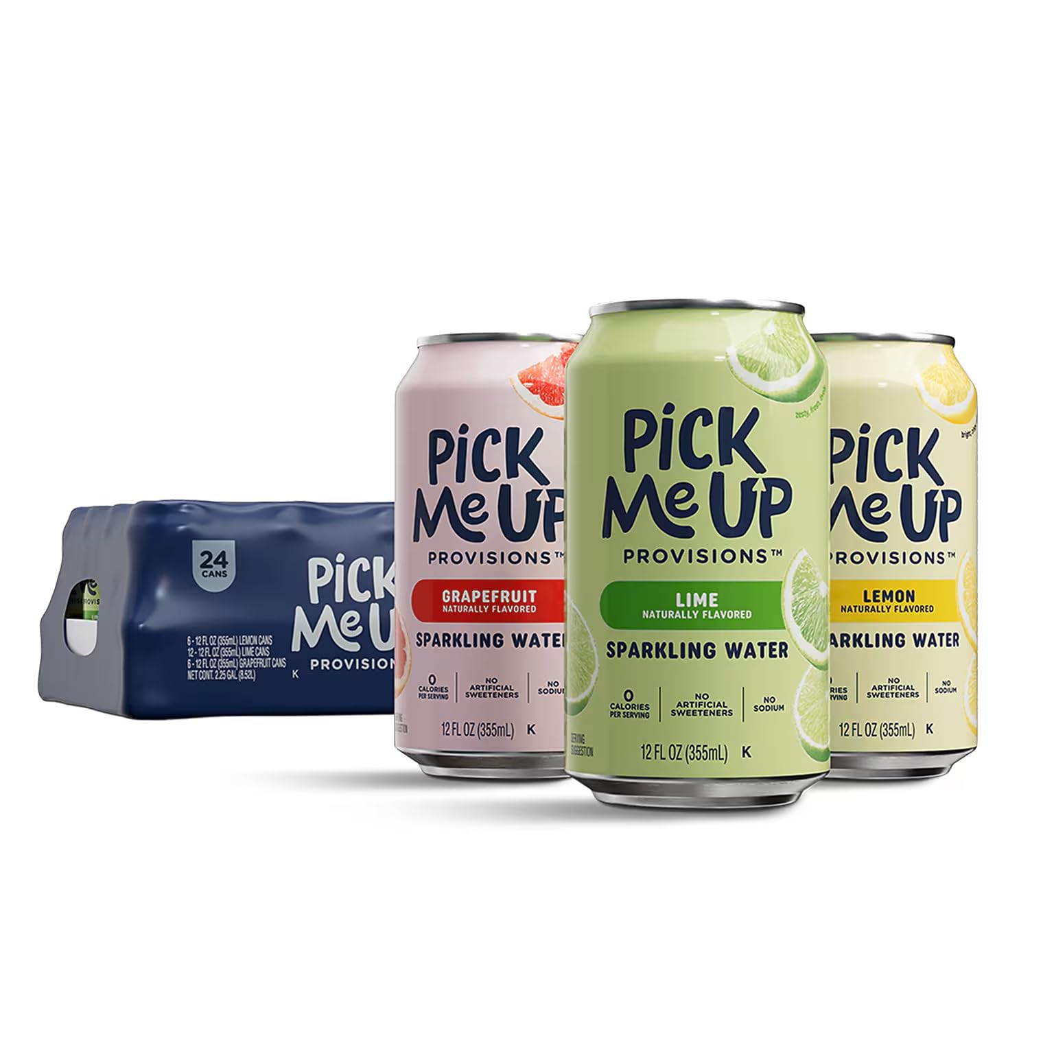 Pick Me Up Provisions Sparkling Water Variety Pack, 12 Oz, 24-Pk