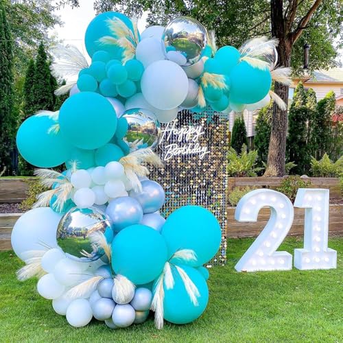 Image of KBZVNAF Teal Latex Party Balloons 50 Pack 12 inch | Turquoise Helium Matte Balloons for Birthday Wedding Baby Shower Gender Reveal Party Decorations