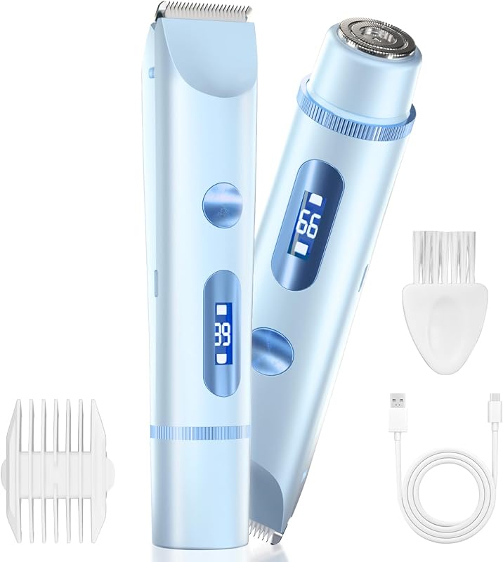 Aparador elétrico corporal AMURS S3 PRO CA com duas cabeças, USB-C e IP67, Cloud Blue LED