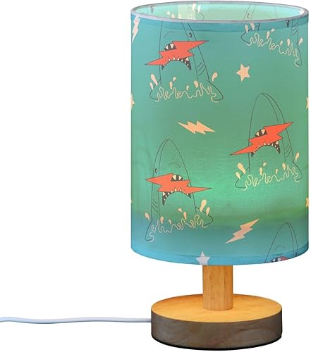 Miniatura 2 de Night Light Small Bedside Lamp with Shade Blue Sharks Sea Lamps for Small Spaces Hurricane de Noche para