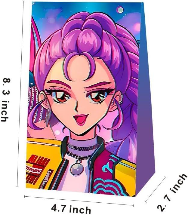 YEEFIGRO 12pcs Demon Girls Team Birthday Party Gift Bags Goodie Bags,Demon Movie Hunters Party Supplies for Kids Birthday Decorations image 3