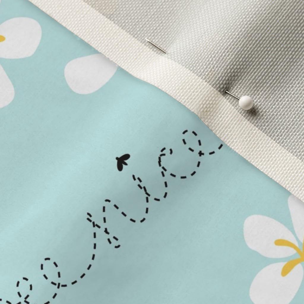 Spoonflower Fabric - Bee Bees Cute Blue Gender Neutral Nursery Printed on Upholstery Velvet Fabric Fat Quarter - Upholstery Home Decor Bottomweight Apparel