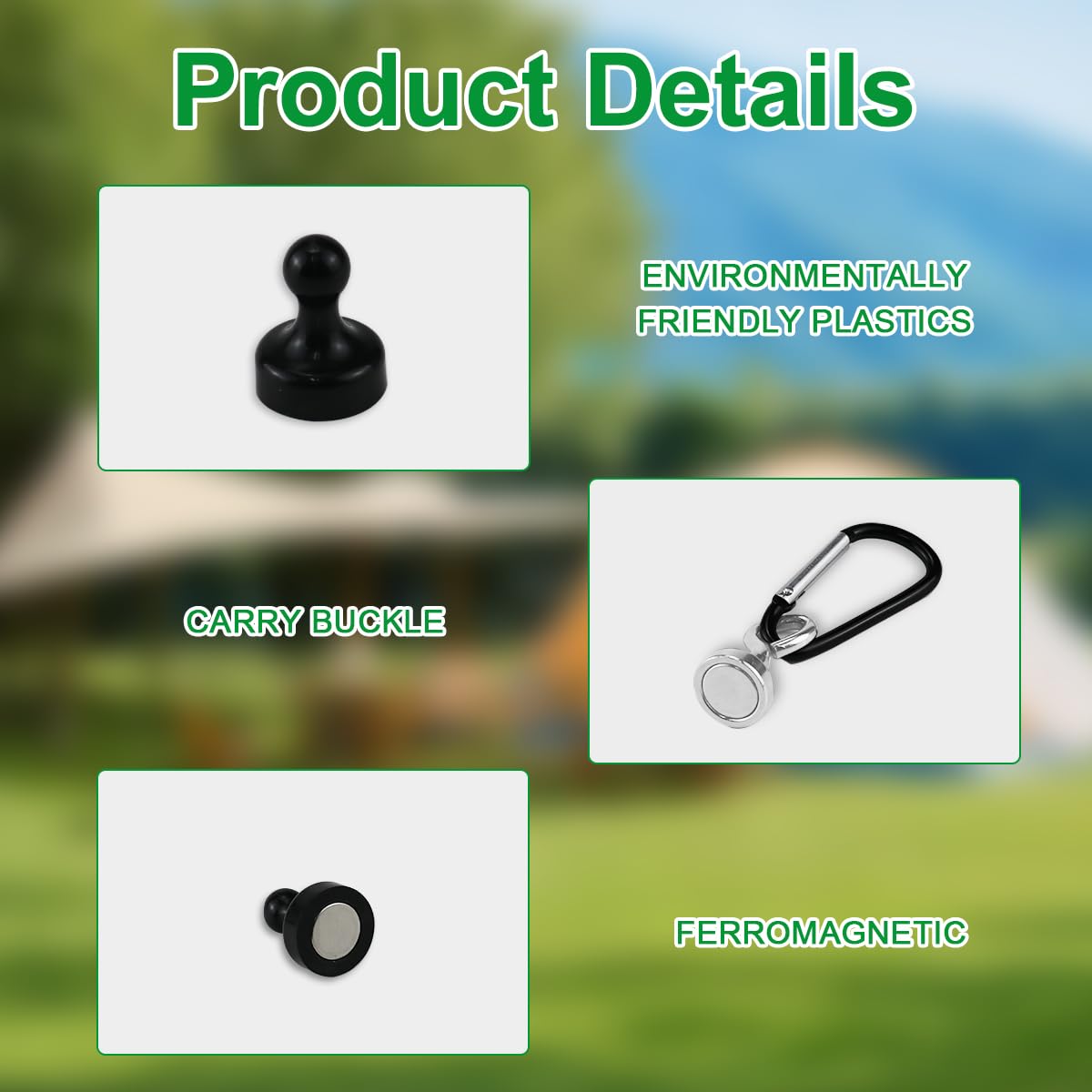 Cragmut Pack of 8 Plastic Round Magnetic Hanging Hooks, Magnetic Hooks, Camping, Multifunctional - Image 3