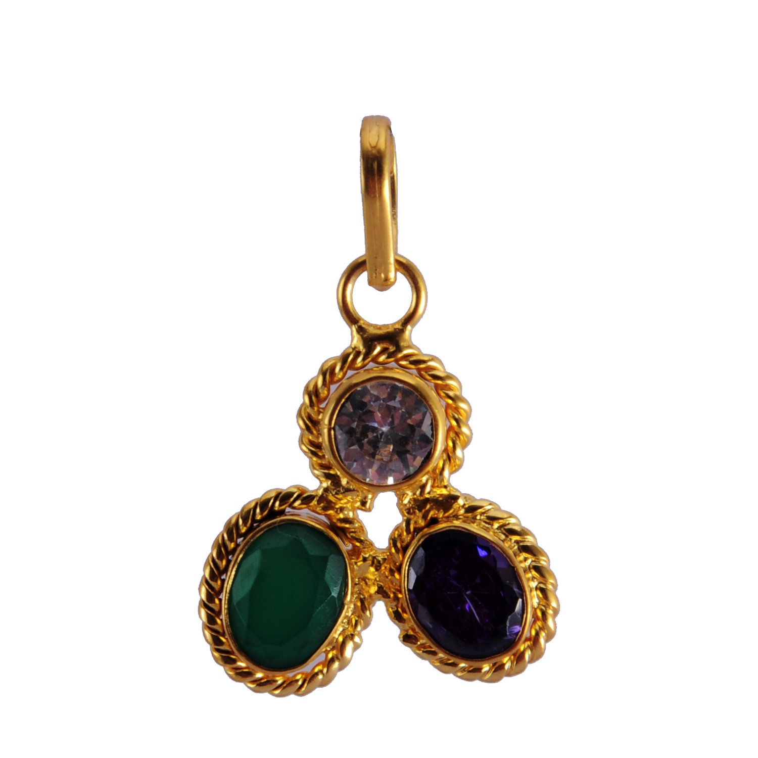 Onyx American Diamond Neeli Stone Pendant Original Certified Trishakti Education & Wealth Kavach With Gold Plated Chain Men Women Birth GemStone Energized-image-32