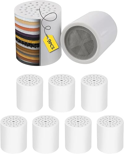 Cartucho de repuesto universal para filtro de ducha, paquete de 9 filtros de cabezal de ducha de 20 etapas para agua dura, presurización