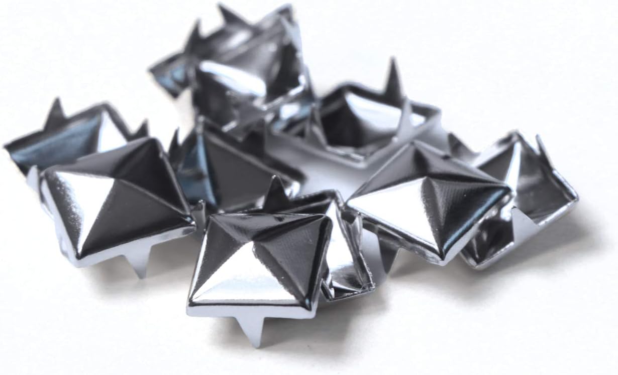 SPWOLFRT 100PCS 10mm Pyramid Shaped Punk Rivet Studs Square DIY Pins Spots Spikes Nailhead for Leathercraft & Belts (Silver) : Arts, Crafts & Sewing
