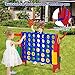 Costzon Giant 4-in-A-Row, Jumbo 4-to-Score Giant Game w/Basketball Hoop, Ring Toss, Quick-Release Slider, 42 Jumbo Rings, Indoor Outdoor Family Connect Game for Kids & Adults, Backyard Games, Red