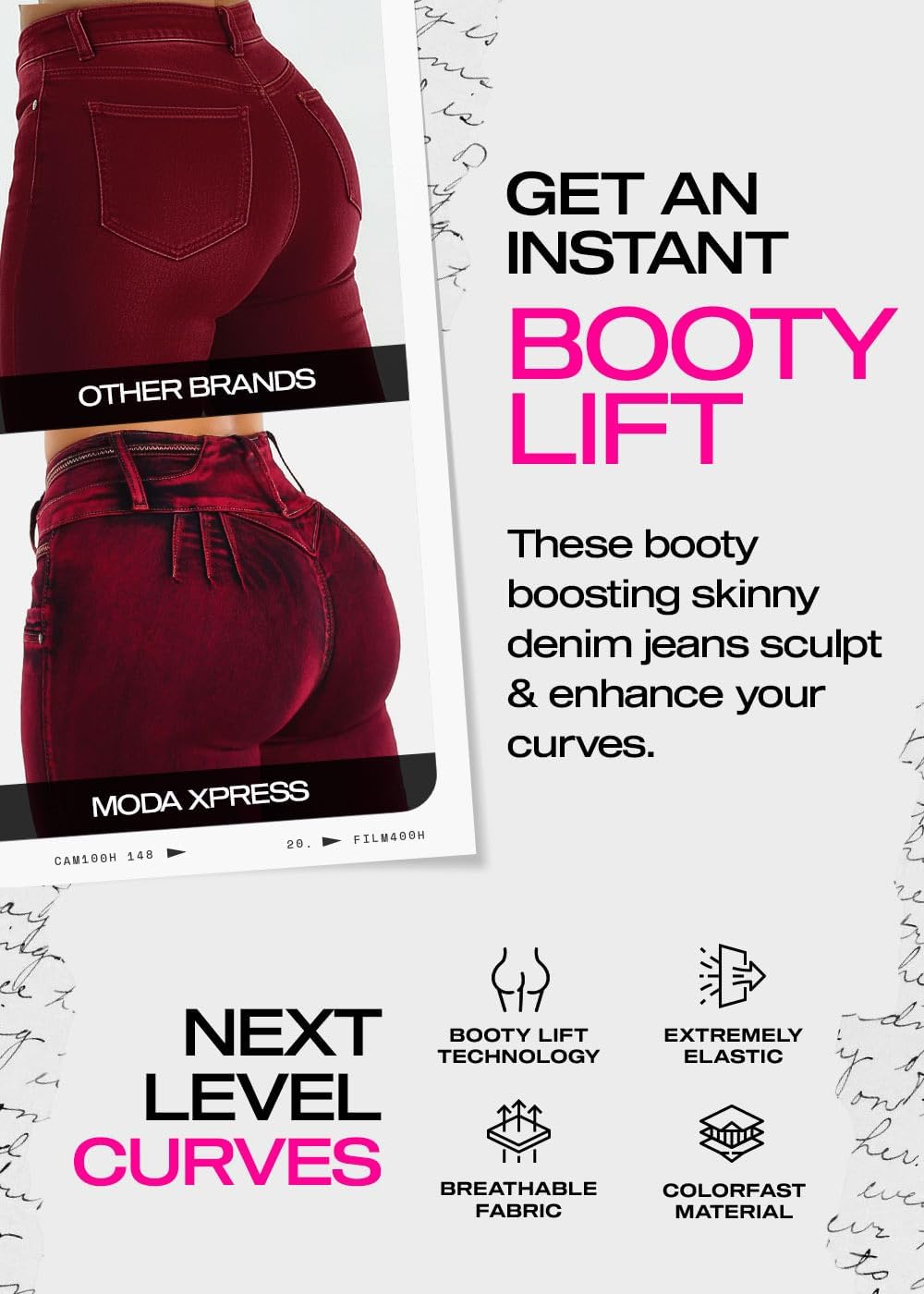 Moda Xpress Butt Lifting Jeans for Women - High Waisted Skinny Levanta Cola Stretch Jeans - Image 4