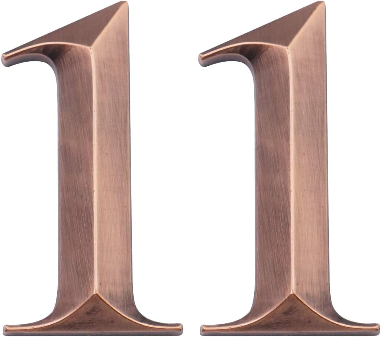 Two Pieces House Numbers, 3D Self-Adhesive Mailbox Numbers, Address Numbers for Apartment, Hotel, Door, Room Waterproof, Shiny Antique Brass Numbers 1