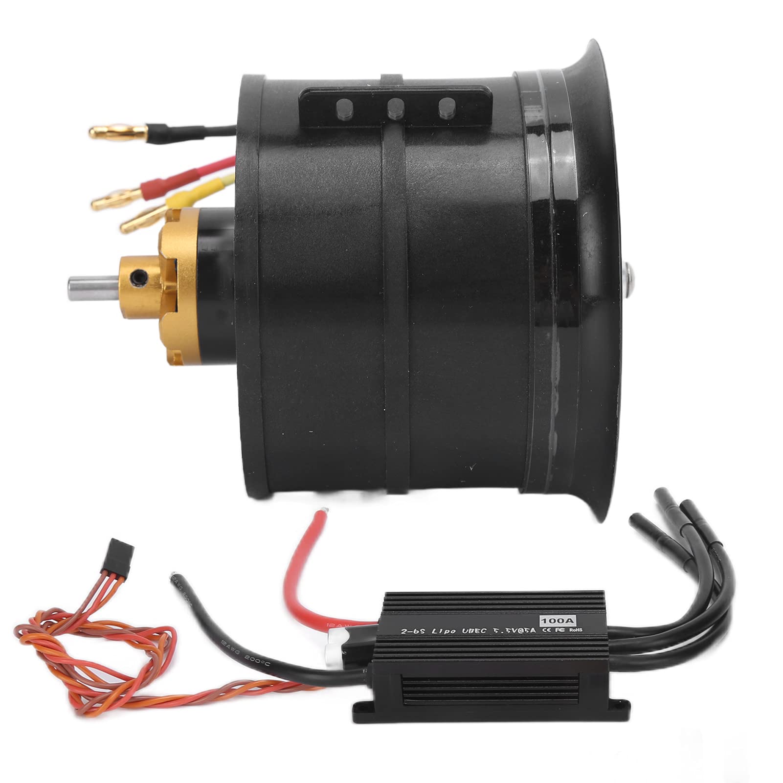 Zestaw wentylatorów kanałowych EDF 1450KV, odporność na wysoką temperaturę Silnik QX 90mm Zestaw EDF z 12-ostrzowym wentylatorem kanałowym 100A ESC do samolotu RC