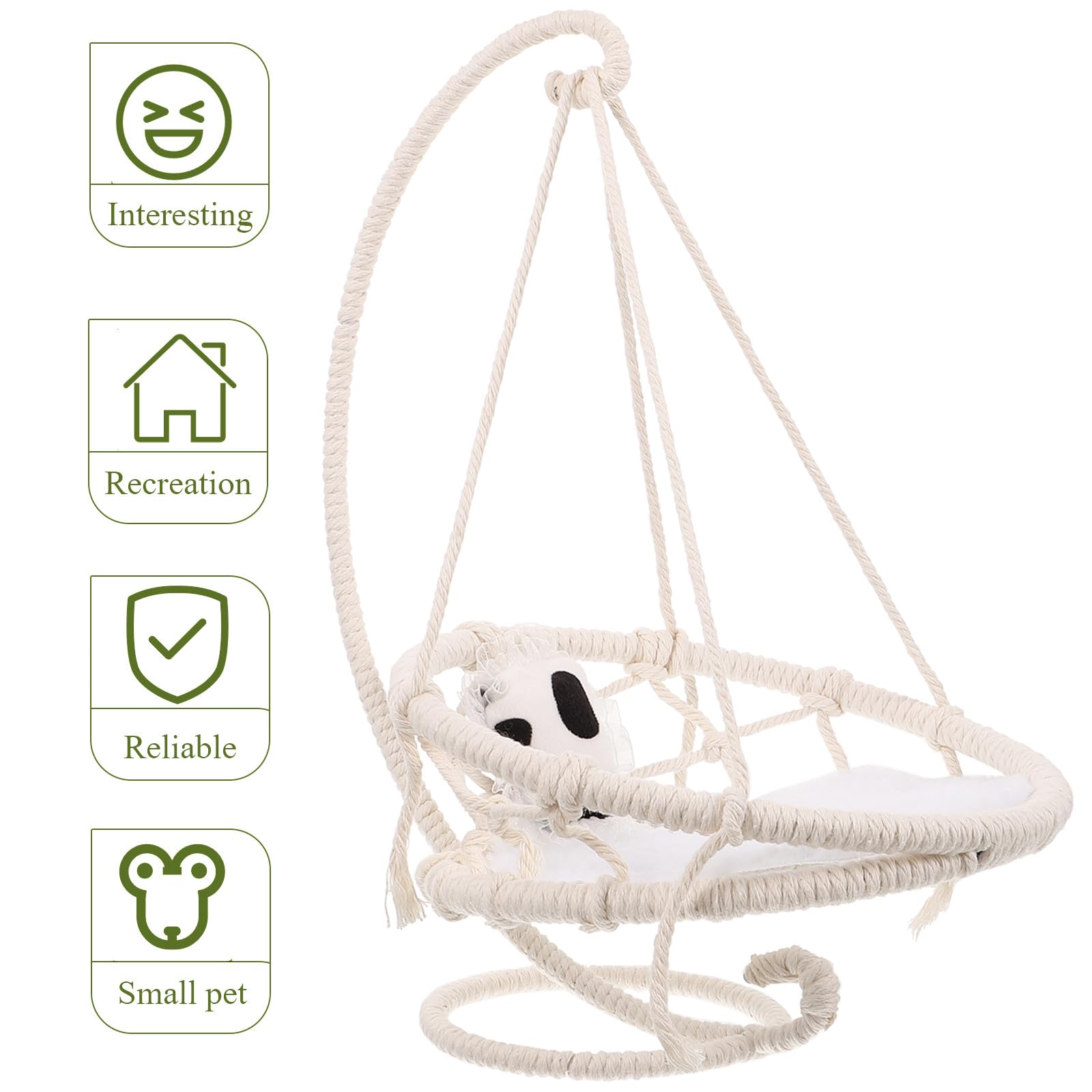 Hamster Hängematte Schlafnest aus Baumwollseil Beige für Kleintiere
