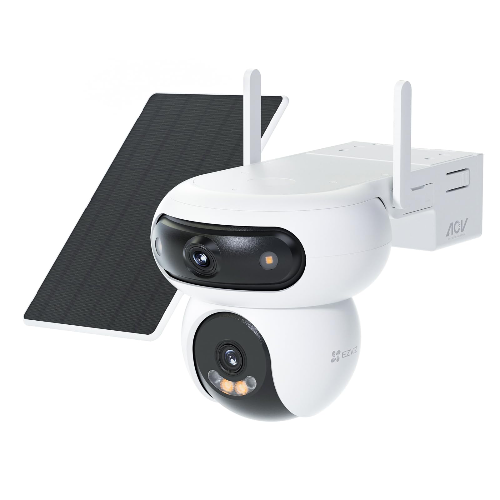 EZVIZ 8MP(4MP+​4MP) Camera Surveillance WiFi Exterieure sans Fil à Double Objectif Motorisé, Camera Exterieur Solaire, Mode Always-​on, Détection de Personne/​Véhicule, HB90 Dual+​8W Panneau Solaire