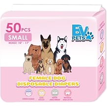 BV Pets Female Dog Disposable Diapers - Super Absorbent, Leak Proof, Wetness Indicator - Small Waist 10" - 17", 50 Count